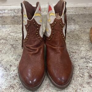 Sam Edelman Shane leather women’s size 6.5 western boho heeled ankle boots